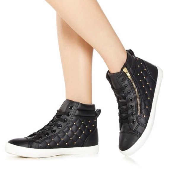 JustFab Shoes - JUSTFAB Xyza Black High Top Sneakers - 7.5 (EUC)